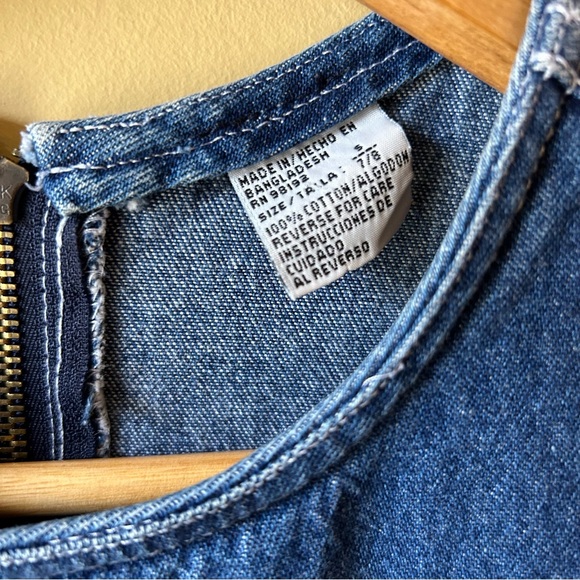 Vintage 90’s Princess Collection Denim Fringe Patchwork Dress Girls Size S 7/8 - Picture 5 of 11